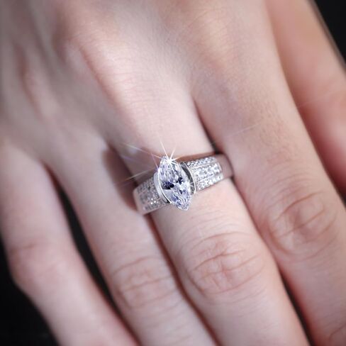 Moissanite Engagement Rings for women - 925 Sterling Silver 2CT Marquise Moissanite Wedding Ring Promise Rings Anniversary Jewelry in Saudi Arabia