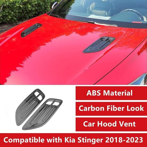 2PCS ABS Carbon Fiber Pattern Hood Vent Trim Covers Compatible with Kia Stinger 2018 2019 2020 2021 2022 2023 Accessories in Saudi Arabia