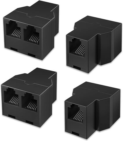 Uvital Phone Jack Splitter 50 Pack, 1 Female to 2 Female, RJ12 6P6C, Black | Phone Line Splitter, Phone Line Cable Connector and Separator for Phone, Fax or Phone Device Use in Kuwait