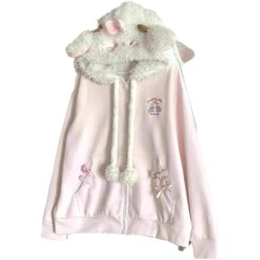 Y2K Jojifuku Cutecore Kawaii Zip Up Hoodie Fall Jacket Cute Stripes Hoodies Outerwear Jackets Coats Winter Women in Saudi Arabia