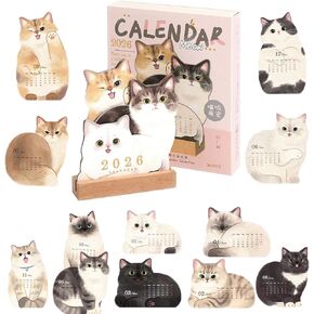 تقويم مكتب القط 2026 للعشاق: تقويم مكتب لطيف ومضحك على الوجهين مع 12 رسمًا توضيحيًا رائعًا شهريًا، ورق سميك in Kuwait