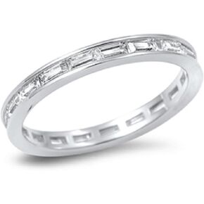 CloseoutWarehouse Baguette Cut Cubic Zirconia Eternity Ring Sterling Silver in Saudi Arabia