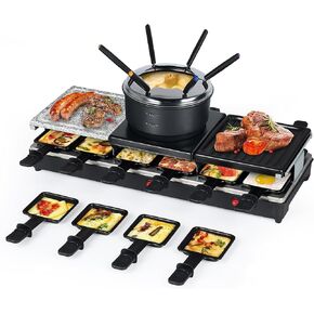 Raclette Table Grill - Indoor Electric Grill Griddle - Nonstick Extra Large Reversible 4-In-1 Outdoor Dishwasher Safe with Cheese 12 Paddles 12 Spatulas for 12 Person, FD-12 in Kuwait