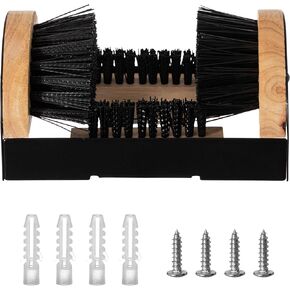 منظف ​​أحذية بقاعدة معدنية وخشبية شديدة التحمل ومكشطة للأحذية، فرشاة تنظيف محمولة أو مثبتة على الأرض للاستخدام الداخلي والخارجي، منظف أحذية لجميع الأحوال الجوية - يزيل الطين والثلج والرمل، خشبي in Kuwait