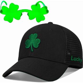 قبعة عيد القديس باتريك للرجال والنساء، قبعة سائق الشاحنة لاكي شامروك من إكسسوارات سانت باتيس، هدايا أيرلندية in Kuwait