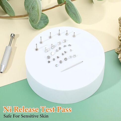 16G Flat Back Stud Earrings for Women Men, 316L Surgical Stainless Steel Internal Thread Tragus Helix Cartilage Conch Nose Medusa Piercing Jewelry With Piercing Ball Grabber Tool in Saudi Arabia