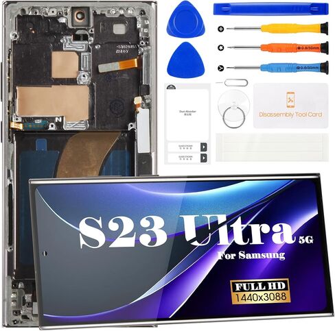 OLED for Samsung S23 Ultra LCD Digitizer Replacement for Samsung S23 Ultra 5g Display Screen Replacement for Samsung SM-S918 Touch Screen Repair Kits with Frame(with Fingerprint Function) (Black) in Kuwait