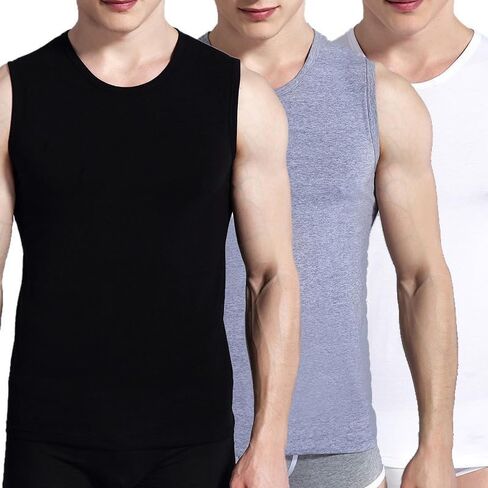 3pcs Men's Crewneck Sleeveless Sweat Jogging Vest Gym Workout Bodybuilding Tank Top Sleeveless V-Neck T-Shirt in Saudi Arabia