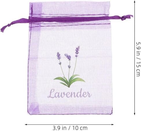 Lavender Scented Sachet Fragrance Bags Drawstring Mesh Organza Pouches Small Hollow Gauze Bags for Storage and Air Freshening in Closets 20 Pieces Deep Purple in Saudi Arabia