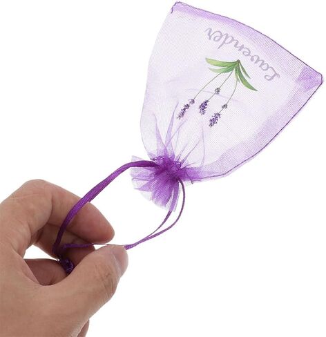 Lavender Scented Sachet Fragrance Bags Drawstring Mesh Organza Pouches Small Hollow Gauze Bags for Storage and Air Freshening in Closets 20 Pieces Deep Purple in Saudi Arabia