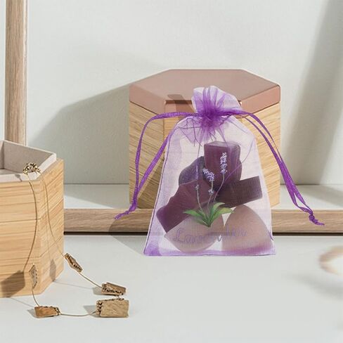 Lavender Scented Sachet Fragrance Bags Drawstring Mesh Organza Pouches Small Hollow Gauze Bags for Storage and Air Freshening in Closets 20 Pieces Deep Purple in Saudi Arabia