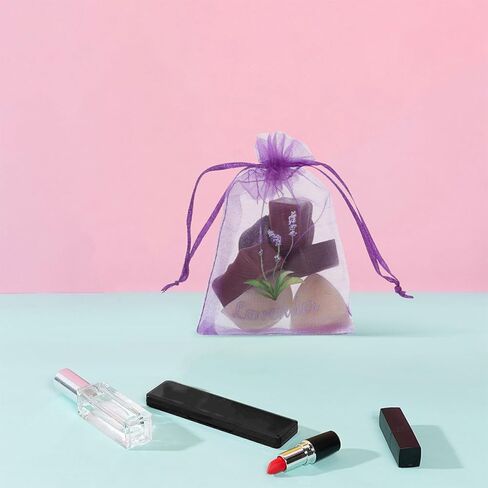 Lavender Scented Sachet Fragrance Bags Drawstring Mesh Organza Pouches Small Hollow Gauze Bags for Storage and Air Freshening in Closets 20 Pieces Deep Purple in Saudi Arabia