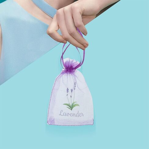 Lavender Scented Sachet Fragrance Bags Drawstring Mesh Organza Pouches Small Hollow Gauze Bags for Storage and Air Freshening in Closets 20 Pieces Deep Purple in Saudi Arabia