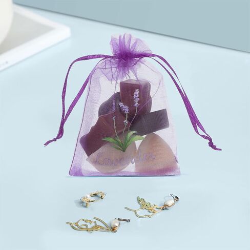Lavender Scented Sachet Fragrance Bags Drawstring Mesh Organza Pouches Small Hollow Gauze Bags for Storage and Air Freshening in Closets 20 Pieces Deep Purple in Saudi Arabia
