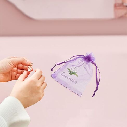 Lavender Scented Sachet Fragrance Bags Drawstring Mesh Organza Pouches Small Hollow Gauze Bags for Storage and Air Freshening in Closets 20 Pieces Deep Purple in Saudi Arabia