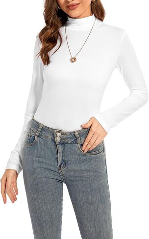 Womens Long Sleeve Mock Turtleneck Base Layer Slim Fit Underscrub Shirt in Saudi Arabia