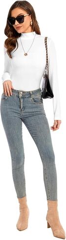 Womens Long Sleeve Mock Turtleneck Base Layer Slim Fit Underscrub Shirt in Saudi Arabia