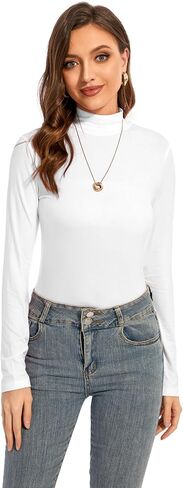 Womens Long Sleeve Mock Turtleneck Base Layer Slim Fit Underscrub Shirt in Saudi Arabia