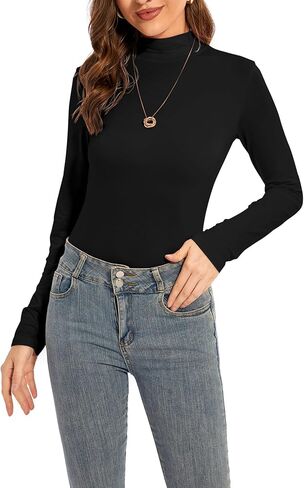 Womens Long Sleeve Mock Turtleneck Base Layer Slim Fit Underscrub Shirt in Saudi Arabia