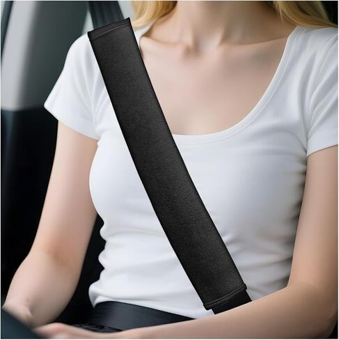 Extra Long Car Seatbelt Cover, 2PCS Soft Fluffy 23.62Inches Vehicle Seat Belt Strap Pads, Comfortable Automotive Interior Shoulder Cushion Mat, Universal for Truck SUV Sedan (Black) in Saudi Arabia