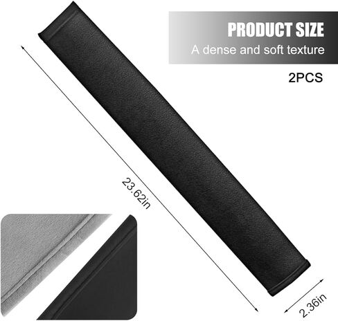 Extra Long Car Seatbelt Cover, 2PCS Soft Fluffy 23.62Inches Vehicle Seat Belt Strap Pads, Comfortable Automotive Interior Shoulder Cushion Mat, Universal for Truck SUV Sedan (Black) in Saudi Arabia