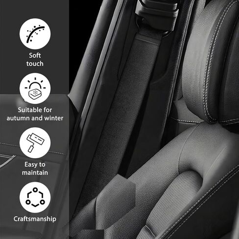 Extra Long Car Seatbelt Cover, 2PCS Soft Fluffy 23.62Inches Vehicle Seat Belt Strap Pads, Comfortable Automotive Interior Shoulder Cushion Mat, Universal for Truck SUV Sedan (Black) in Saudi Arabia