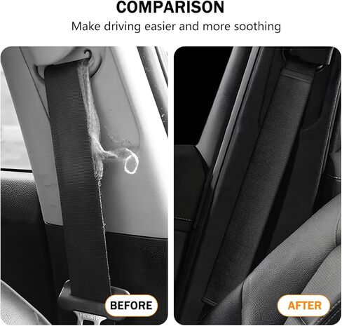 Extra Long Car Seatbelt Cover, 2PCS Soft Fluffy 23.62Inches Vehicle Seat Belt Strap Pads, Comfortable Automotive Interior Shoulder Cushion Mat, Universal for Truck SUV Sedan (Black) in Saudi Arabia