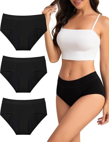 Period Underwear for Women Leakproof Comfortable Breathable Panties Postpartum Menstrual Hipster Briefs 3 Pack in Saudi Arabia