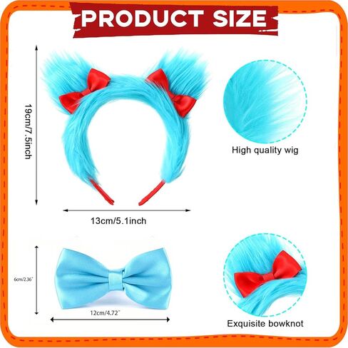 World Book Day Thing Costume Set Include Tutu Skirt Plush headband Headband Bowtie Striped Knee Socks and Gloves in Saudi Arabia