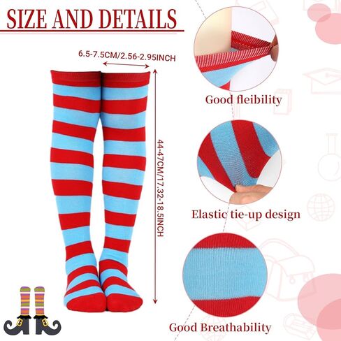 World Book Day Thing Costume Set Include Tutu Skirt Plush headband Headband Bowtie Striped Knee Socks and Gloves in Saudi Arabia