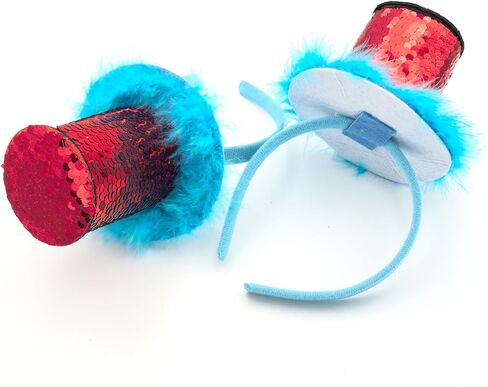 2 Pack Blue Furry Ponytail Headband Costume Headband with Red Sequins Stovepipe Hat Cosplay Costume Accessories Party Photo Props in Saudi Arabia