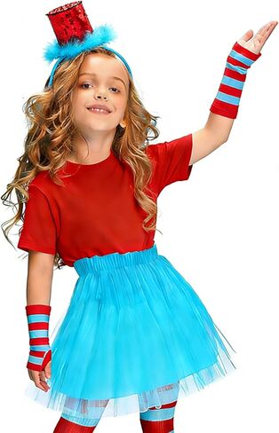 2 Pack Blue Furry Ponytail Headband Costume Headband with Red Sequins Stovepipe Hat Cosplay Costume Accessories Party Photo Props in Saudi Arabia