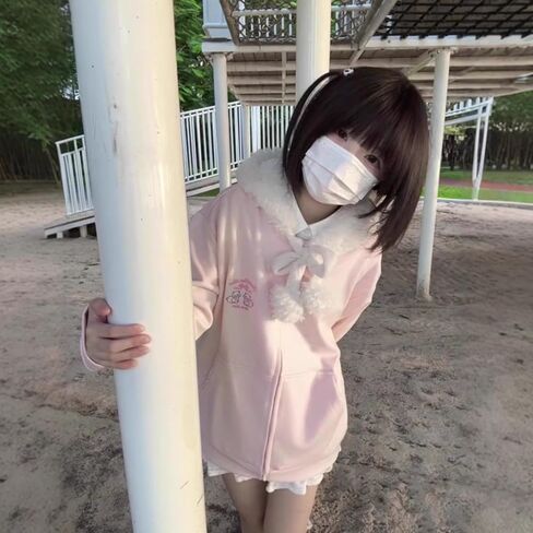 Y2K Jojifuku Cutecore Kawaii Zip Up Hoodie Fall Jacket Cute Stripes Hoodies Outerwear Jackets Coats Winter Women in Saudi Arabia