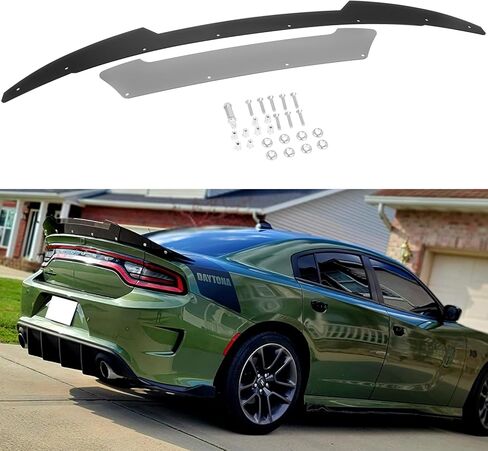 Bonbo Venom V2 جناح خلفي من Wickerbill لشاحن دودج 2015-2024 SRT ScatPack Hellcat، جناح خلفي من النوع الإضافي مكون من قطعتين مع أداة RivNut (أسود لامع) in Saudi Arabia