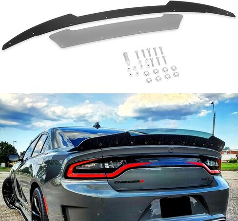 Bonbo Venom V2 جناح خلفي من Wickerbill لشاحن دودج 2015-2024 SRT ScatPack Hellcat، جناح خلفي من النوع الإضافي مكون من قطعتين مع أداة RivNut (أسود لامع) in Saudi Arabia