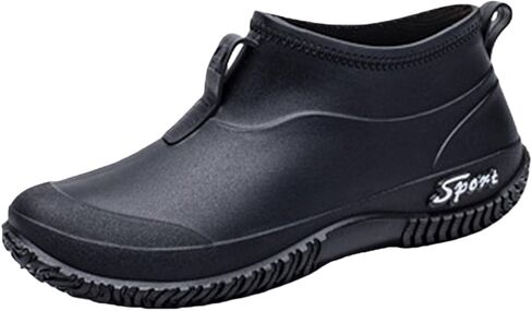 Women's Fashion Rain Boots Waterproof Non-Slip Deck Garden Shoes Low Top Round Wide Toe Flat Work Booties Lightweight Comfortable Slip-On Rain Shoes for Fishing Farming Boating in Saudi Arabia