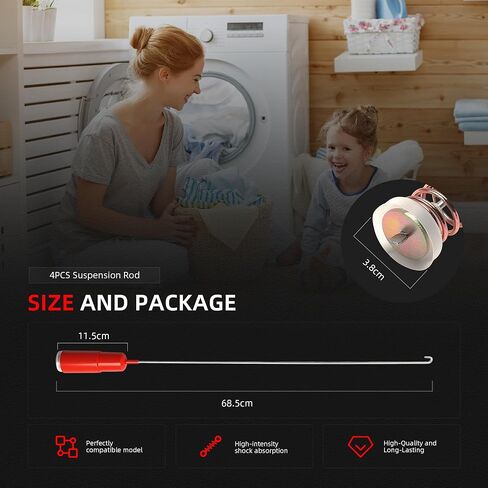مجموعة زنبركية لقضيب تعليق الغسالة 4 قطع تناسب غسالة GE GTW840CPN0DG، GTW840CPN1DG، GTW840CSN0WS، GTW840CSN1WS، WH03X35581، WH03X29077، WH03X31498، WH03X29071 in Kuwait