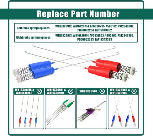 YUXIVCNE WH16X26912 WH16X26913 Washer Suspension Rod Spring Compatible with GE GTW750CSL1WS GTW750CPL1DG GTW750CPL0DG, Replace WH16X26734 WH16X26714 AP6328295 AP6331892 4588122 4863260 4Pcs in Saudi Arabia