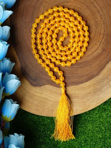 Natural Yellow Citrine Semi Precious Gemstone 108 Beads Japa Mala Prayer Necklace Wrist Mala Bracelet For Yoga Meditation Energy Balancing in Saudi Arabia