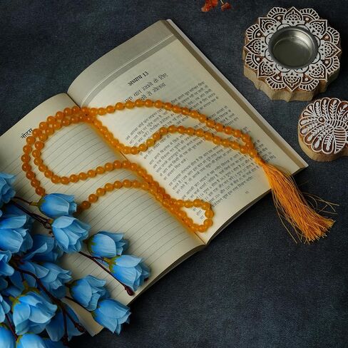 Natural Yellow Citrine Semi Precious Gemstone 108 Beads Japa Mala Prayer Necklace Wrist Mala Bracelet For Yoga Meditation Energy Balancing in Saudi Arabia