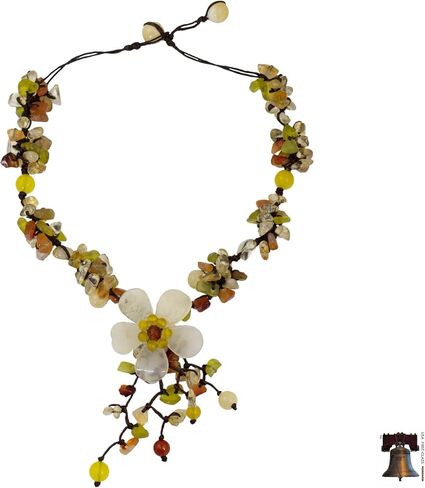 NOVICA Artisan Handmade Quartz Carnelian Flower Necklace Fair Trade Floral Beaded Serpentine Multigem Multicolor Pendant Thailand Birthstone [necklace 15.25 in min L x 16.5 in max L x 0.8 in W Penda] in Saudi Arabia