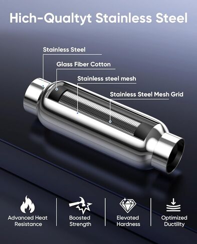 2.5" Inlet/Outlet Exhaust Mufflers,12'' Overall Length, 2.5 Universal Muffler/Resonator,Stainless Steel Straight Through Design performance,Deep Sound for Cars 2PCS in Saudi Arabia