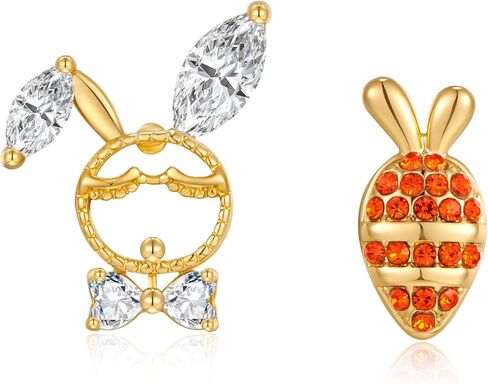 Easter Rabbit Pearl Earrings Dainty Studs Bunny Carrot Cute Animal Jewelry in Saudi Arabia