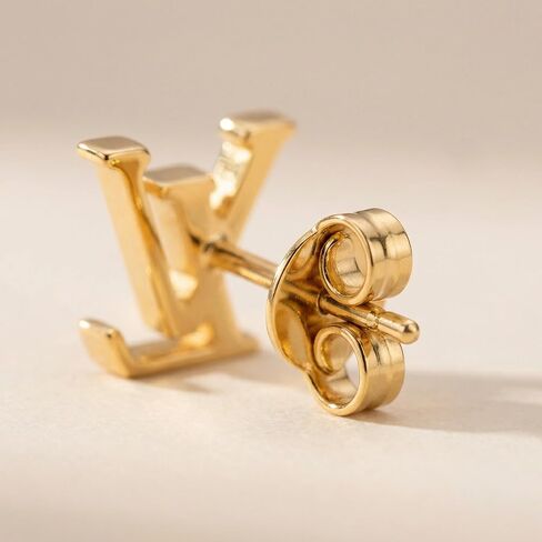 أقراط ذهبية اللون بشعار حرفين مزدوجين للنساء - مجوهرات عصرية in Kuwait