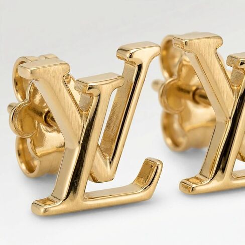 أقراط ذهبية اللون بشعار حرفين مزدوجين للنساء - مجوهرات عصرية in Kuwait