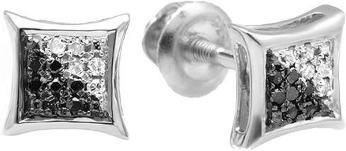 مجموعة Dazzlingrock 0.10 قيراط مستدير من الألماس الأبيض والأسود 6.85 مم Micropave Kite Hip Hop Iced Out Studs، برغي خلفي، تصميم للسيدات للجنسين، أقراط ألماس حقيقية للرجال in Saudi Arabia