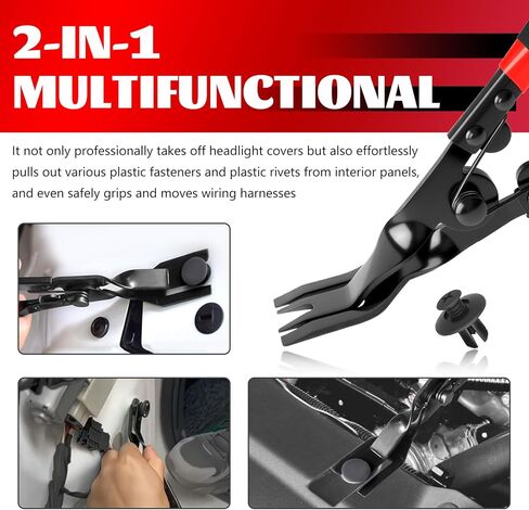 2 in 1 Panel Clip Removal Pliers,Automotive Trim Clip Removal Tool with Flat Jaw & Spring Action,Professional Car Clips Pliers for Headlight/Door Panel/Upholstery Trim Clips/Push Pin in Saudi Arabia