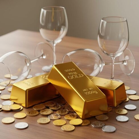 6 Pcs Fake Gold Bar Replica Brick Bullion Movie Prop for Stage Decoration Pirate Costume Supplies Paper Weight Door Stop (Gold, 6.5 Inch) in Saudi Arabia