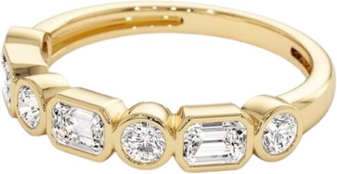 1.00TCW Moissanite Diamond Wedding Band in 14K Gold | Emerald & Round Cut Bezel-Set Half Eternity Ring | Anniversary & Bridal Band in Saudi Arabia