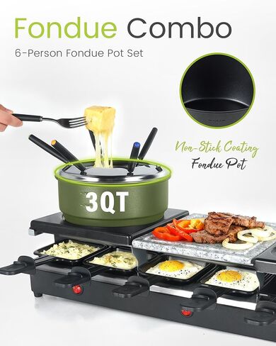 Raclette Table Grill - Indoor Electric Grill Griddle - Nonstick Extra Large Reversible 4-In-1 Outdoor Dishwasher Safe with Cheese 12 Paddles 12 Spatulas for 12 Person, FD-12 in Saudi Arabia